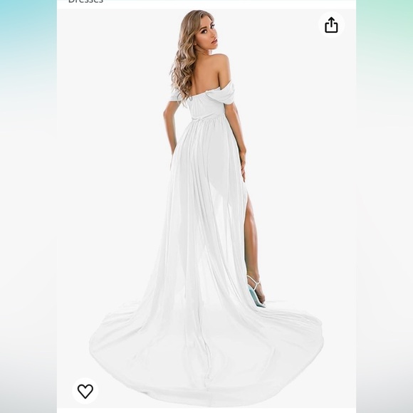 NWT DOSE white/off white cotton/chiffon maternity special event long gown size S - Picture 2 of 6